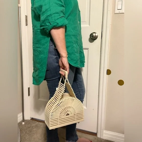 White Wooden Purse - One Of A Kind NWT - Picture 2 of 9